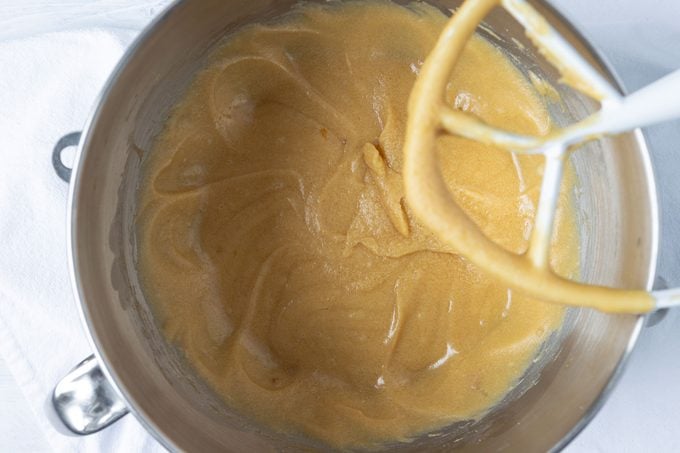 brown sugars with the melted butter mixed in a large bowl