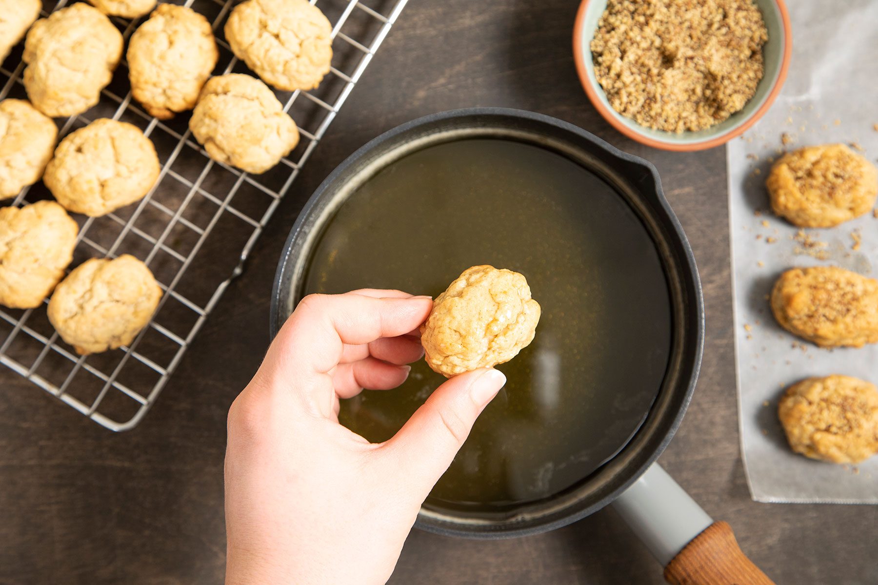 Frying the dough in sauce pan