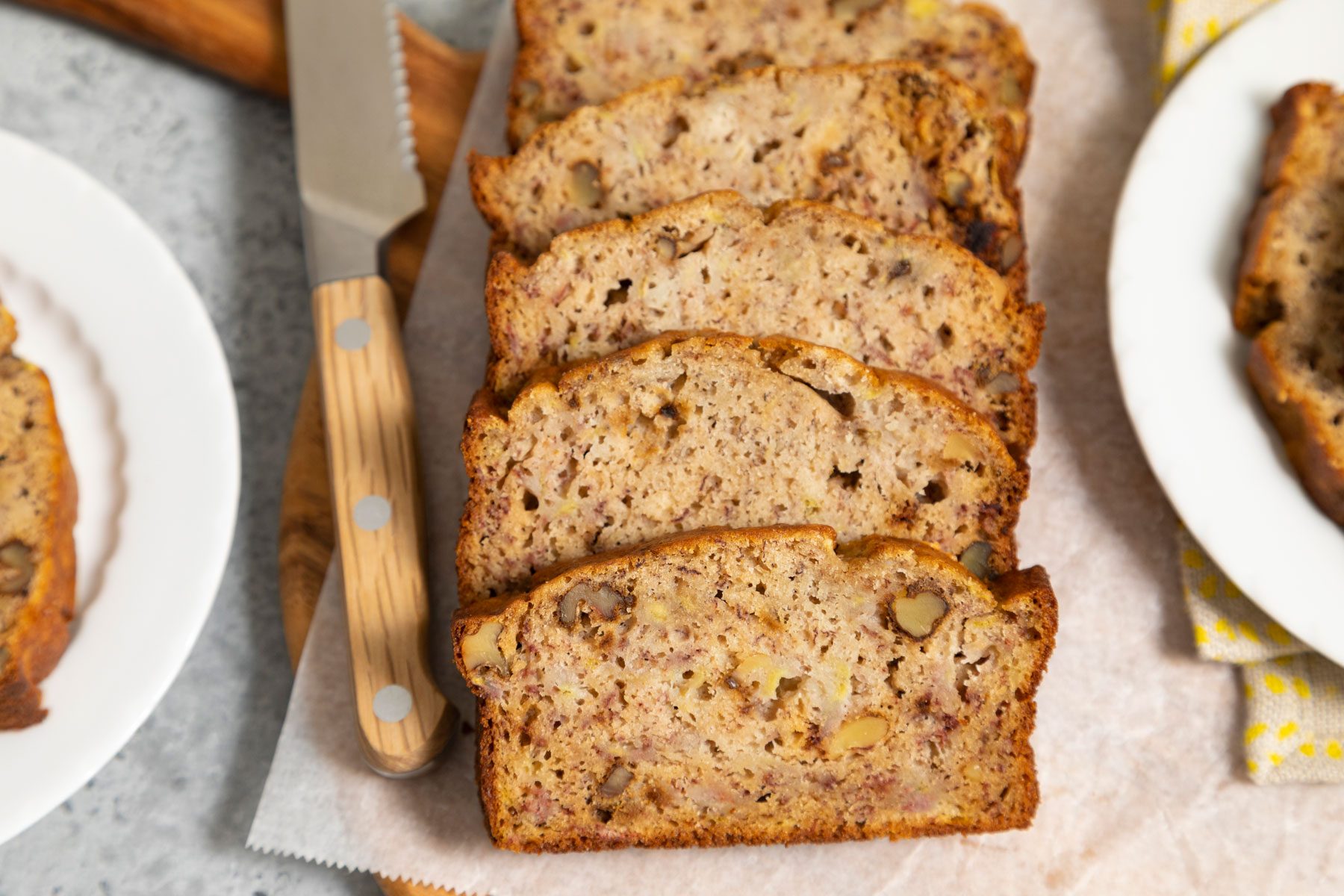 Slices of Banana Pineapple Bread on a tray