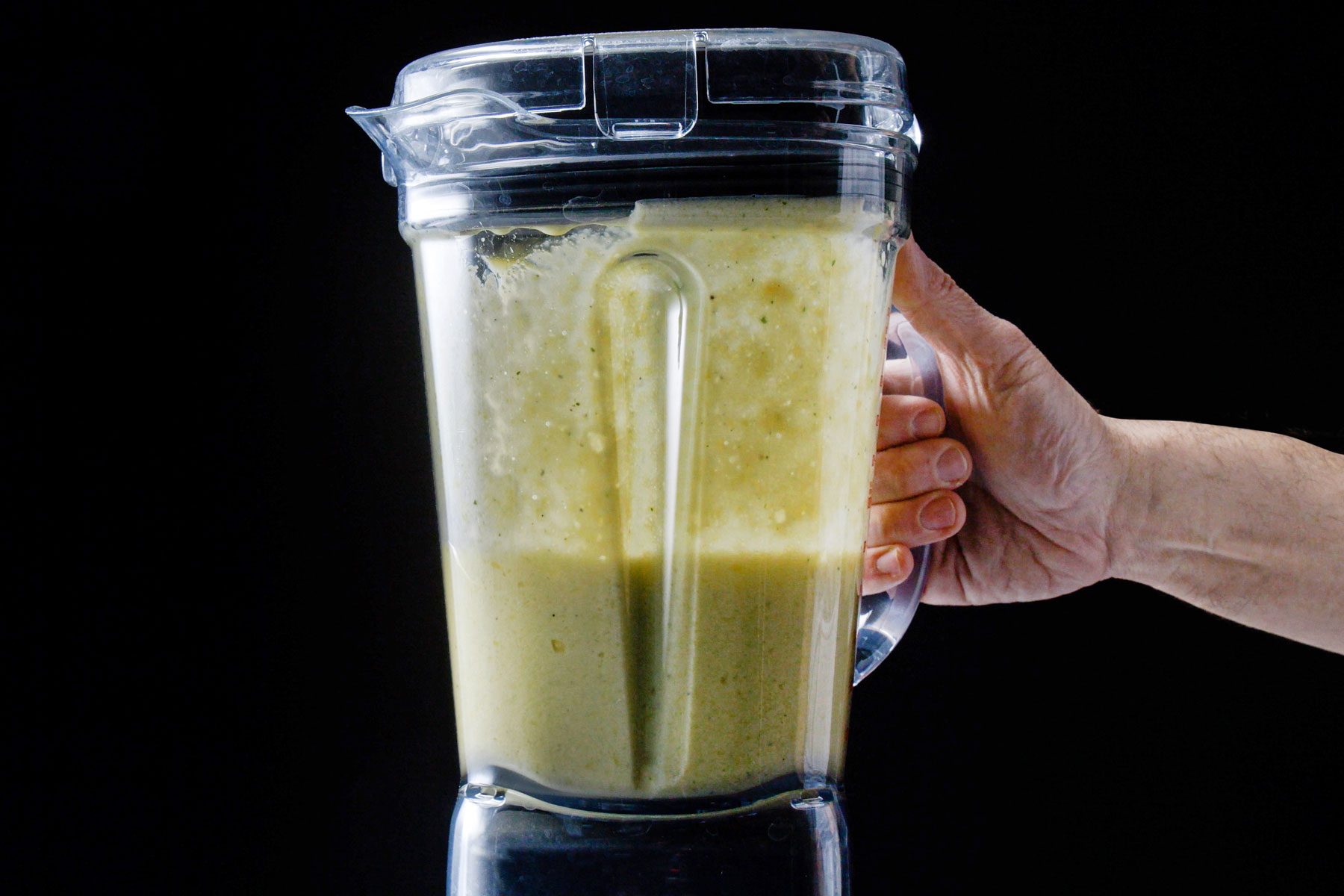 Mango Lassi being prepared in a blender 