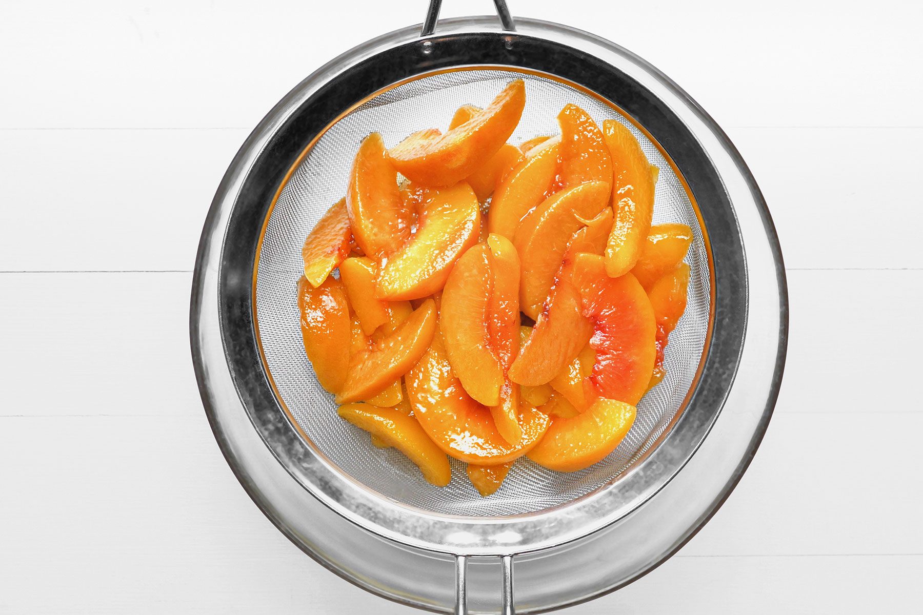 Draining the peaches