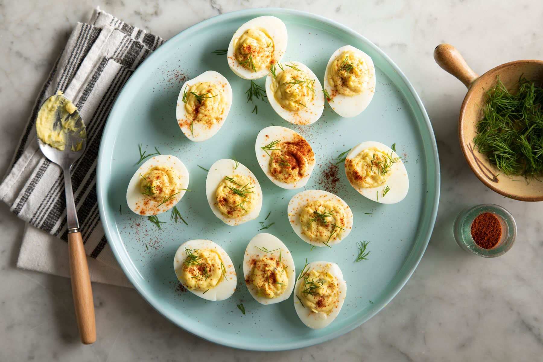Southern Deviled Eggs served in a plate 