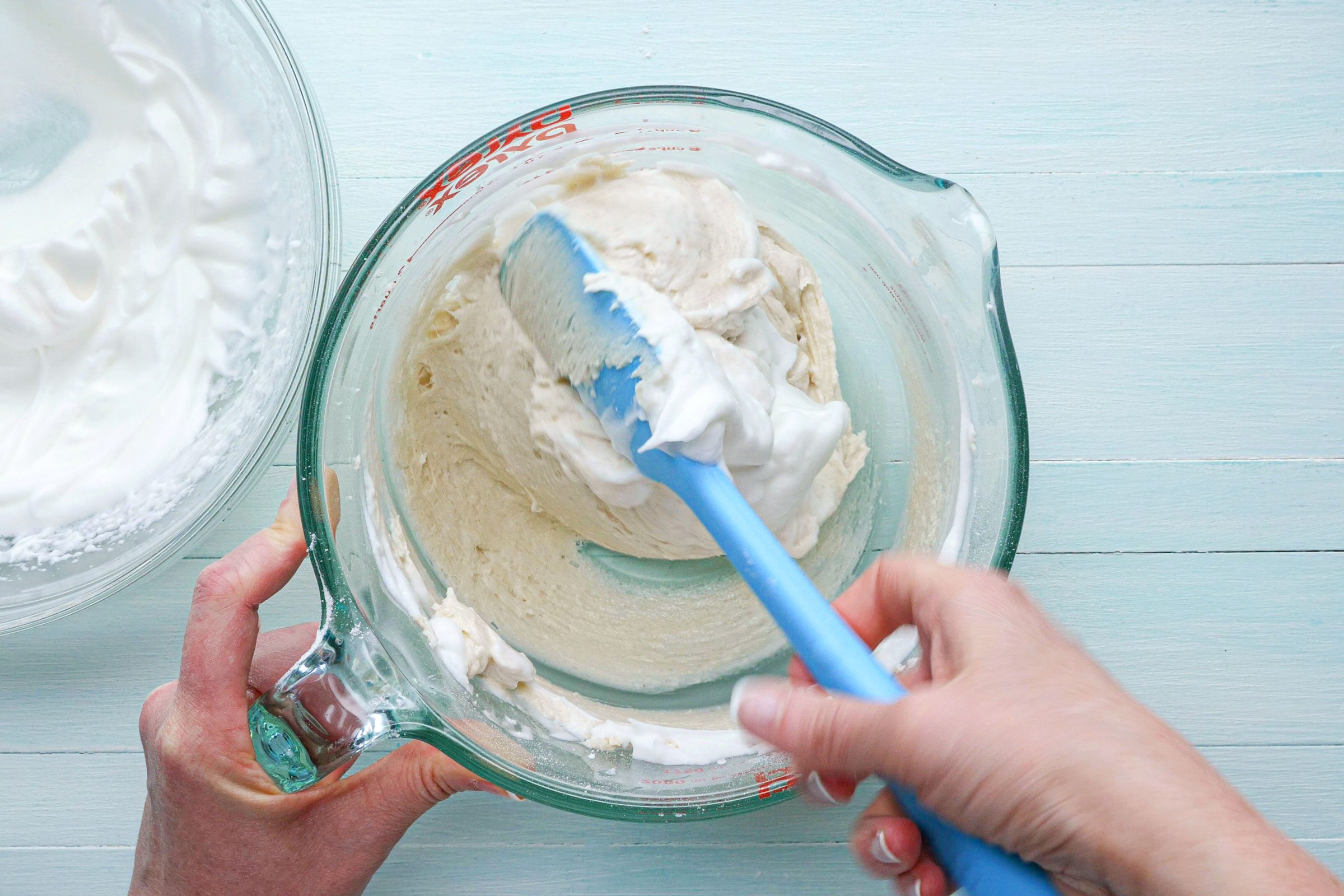 cake batter after being mixed together