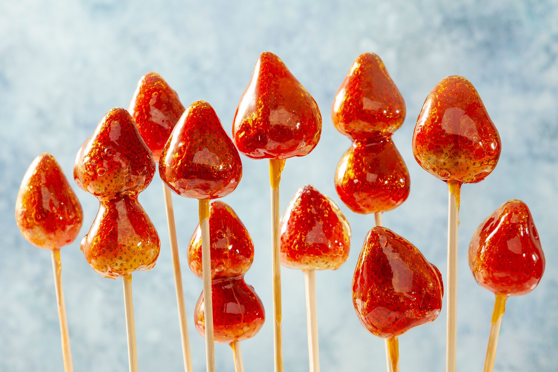 Tanghulu on wooden skews ready to serve