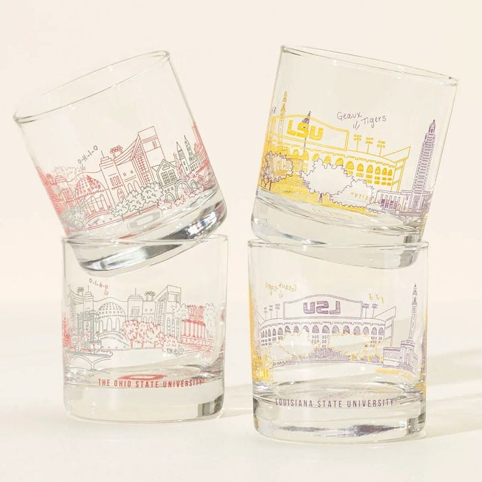 College Cityscape Rocks Glasses