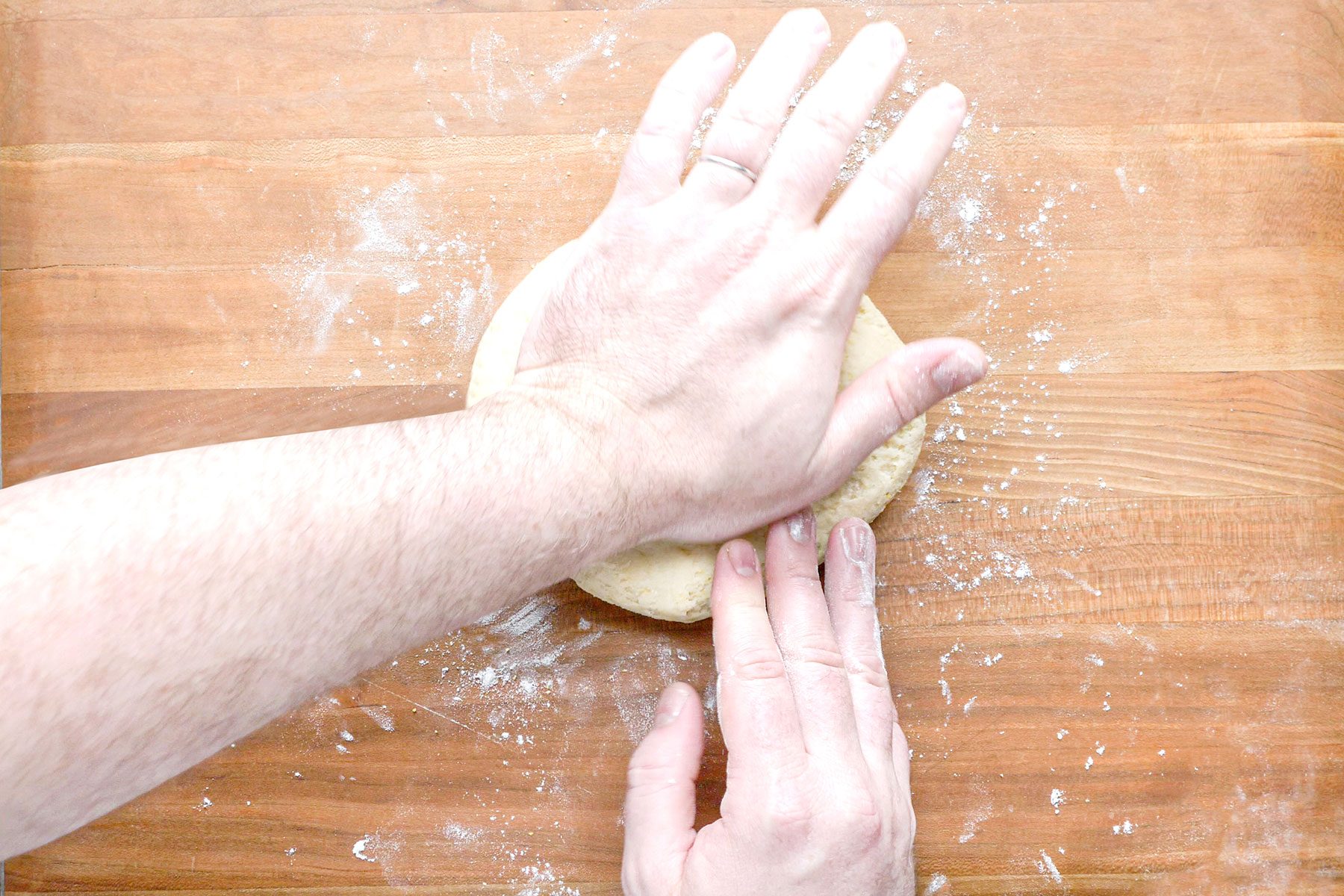 Kneading the dough with hands