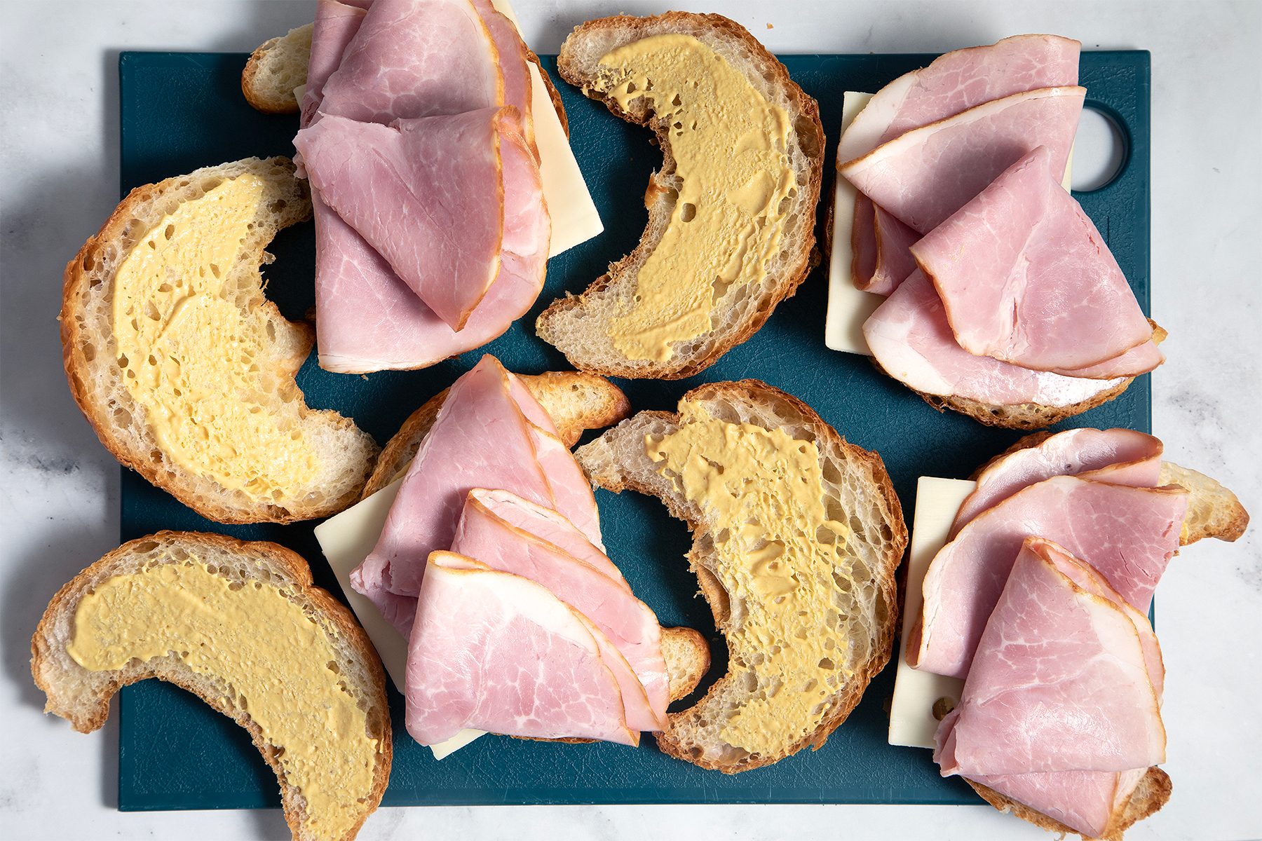 Ham & Cheese on Croissants slices