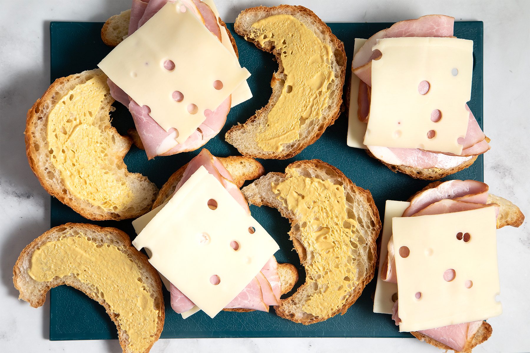 Ham & Cheese on Croissants slices