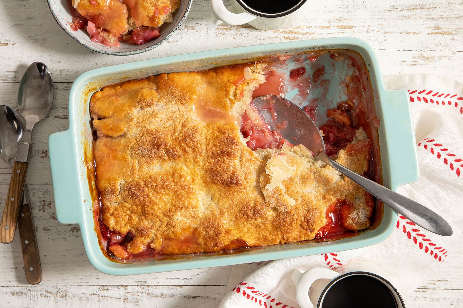 Strawberry Rhubarb Cobbler baked