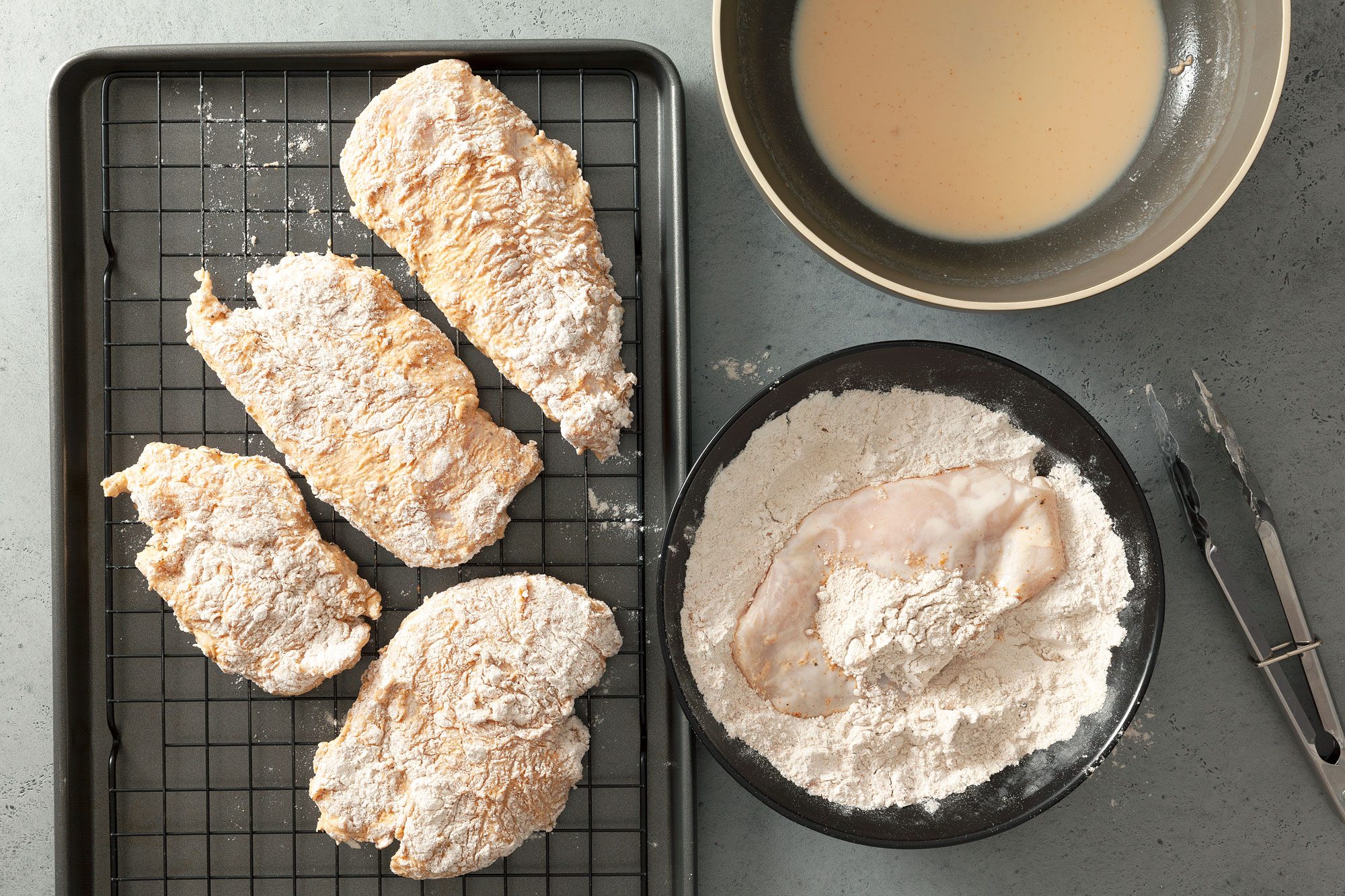 Coating Chicken Breasts with Dry Mixture