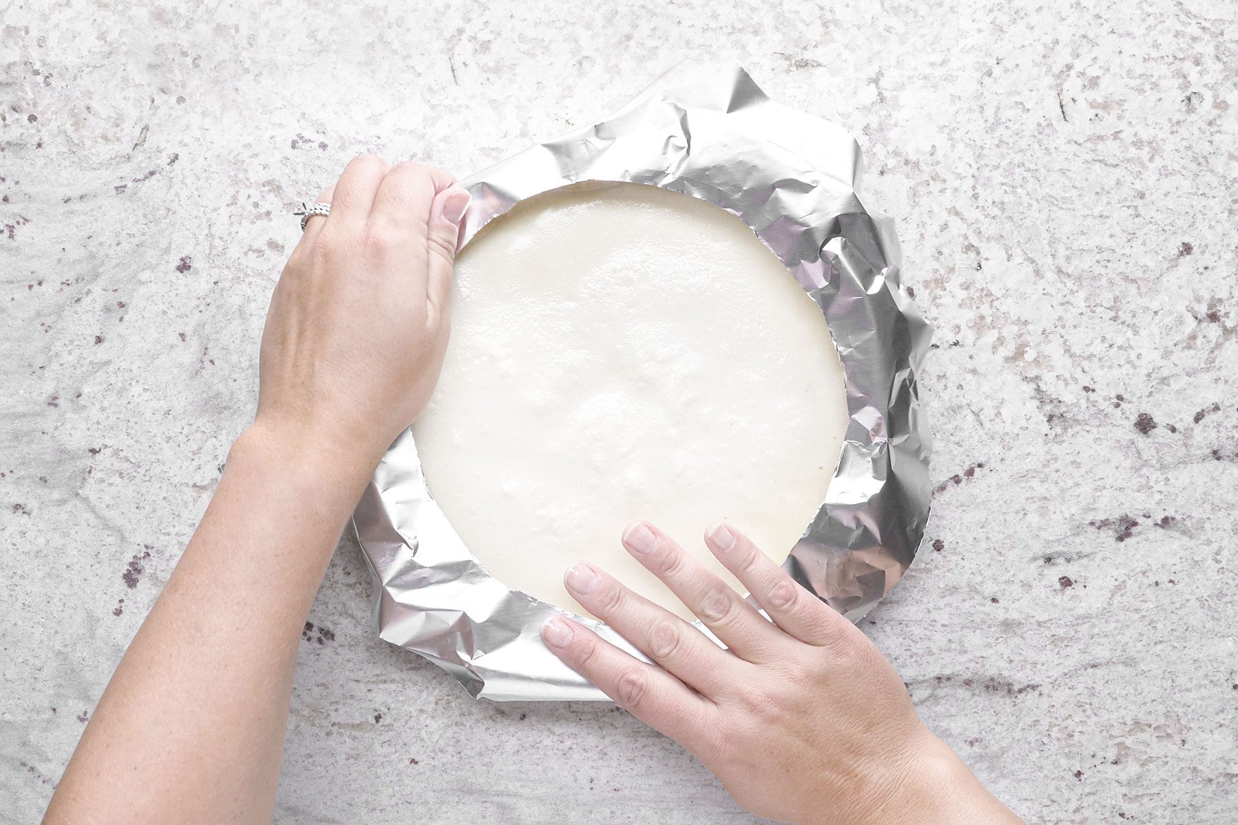 Covering the custard with foil