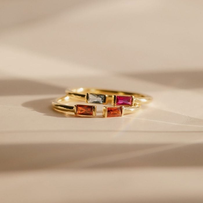 Duo Baguette Birthstone Ring By Caitlyn Minimalist
