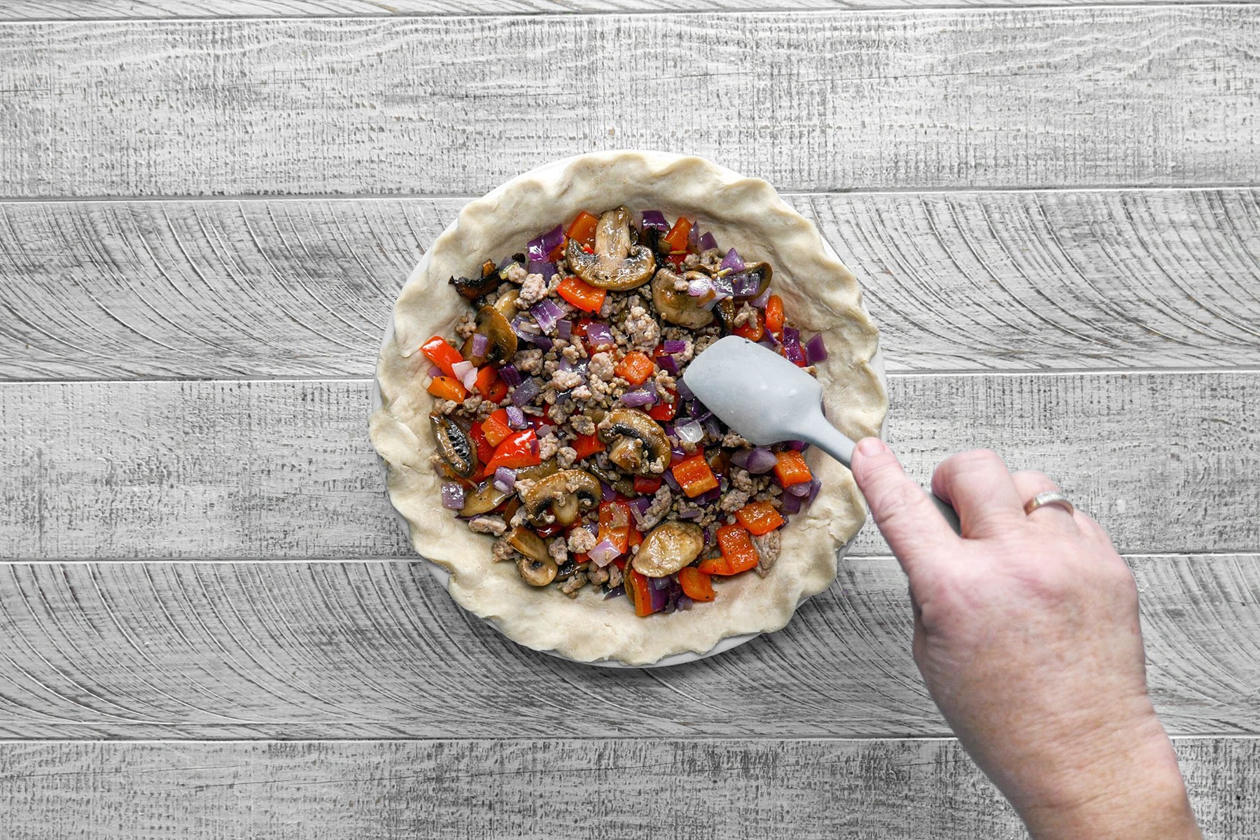 Topping off dough with mix ins