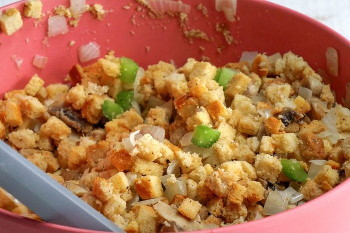 close shot of stuffing for Stuffed Turkey