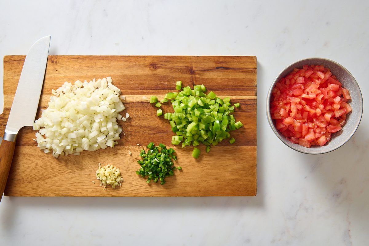 Chopping and preparing the vegetables