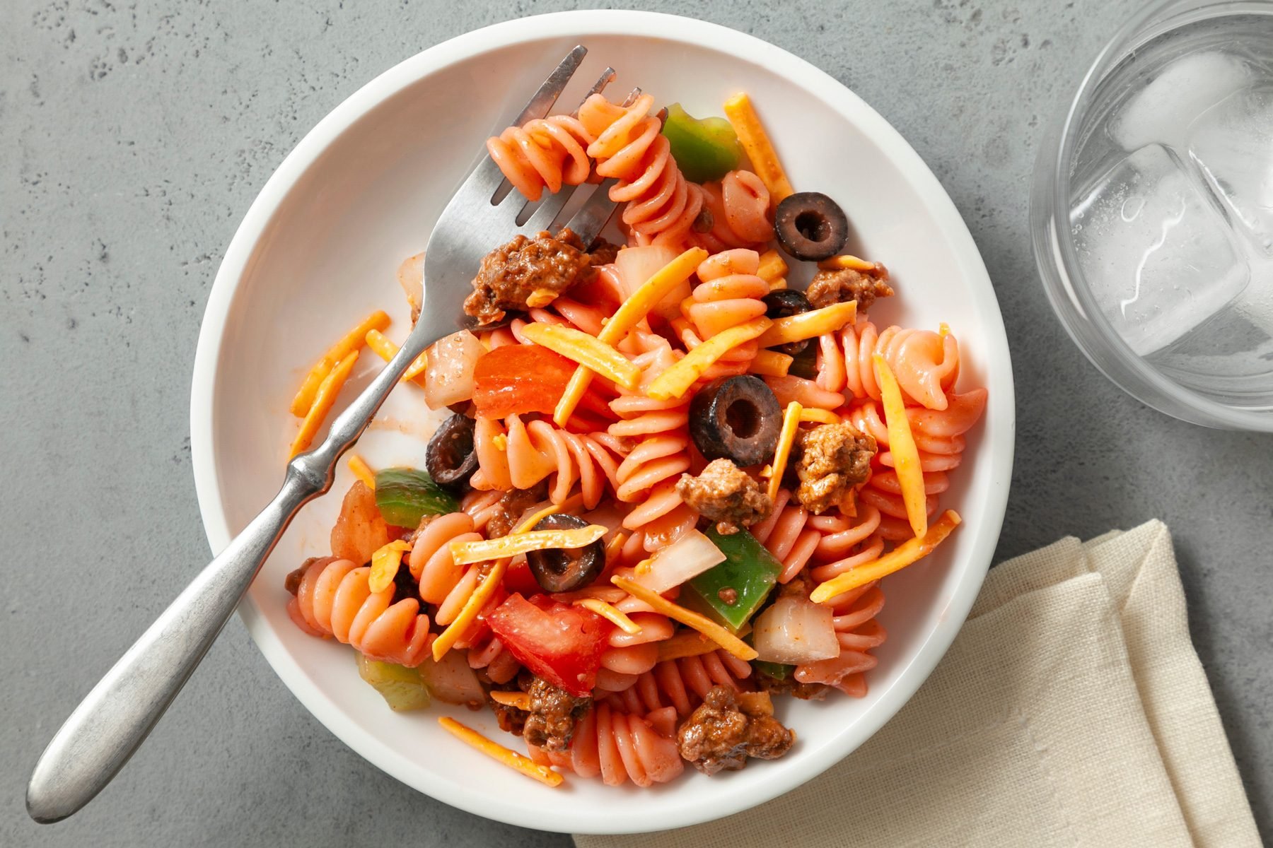 Cowboy Pasta Salad chilled and ready to serve