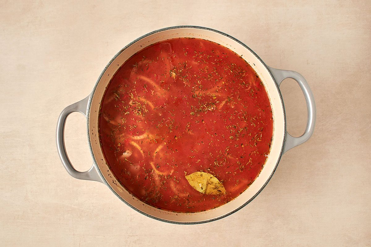 Prepare and simmer the soup