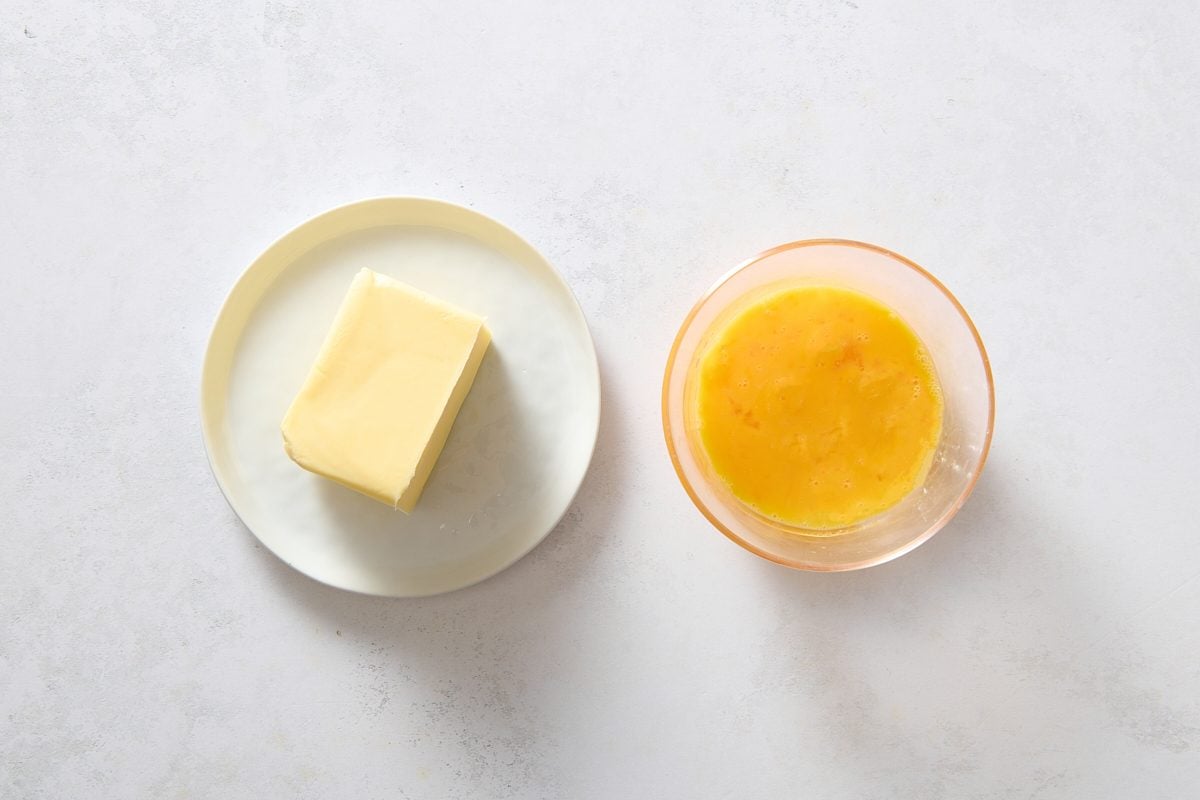 Butter and eggs being brought up to room temperature