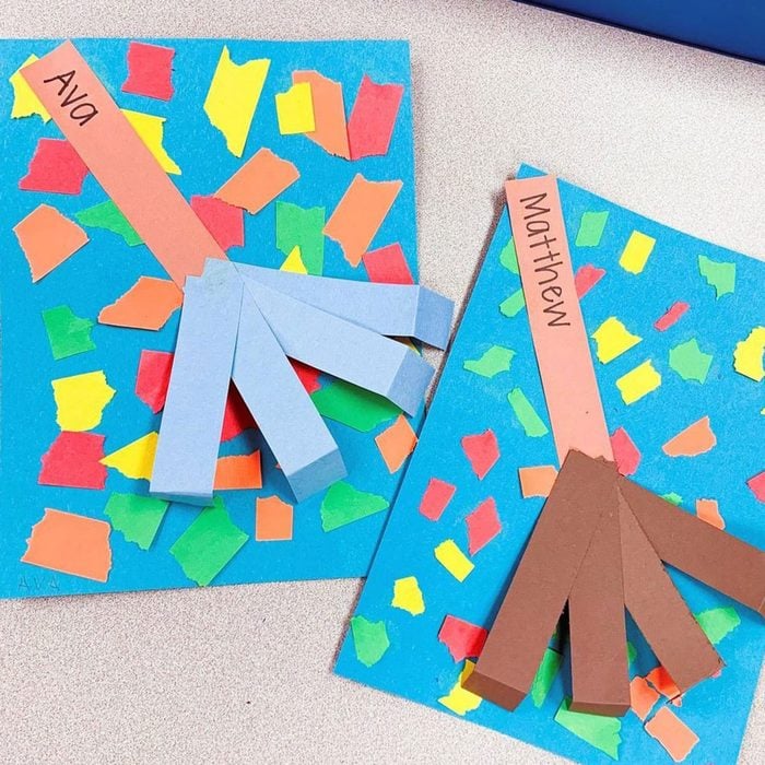 Rake And Leaves Paper Craft