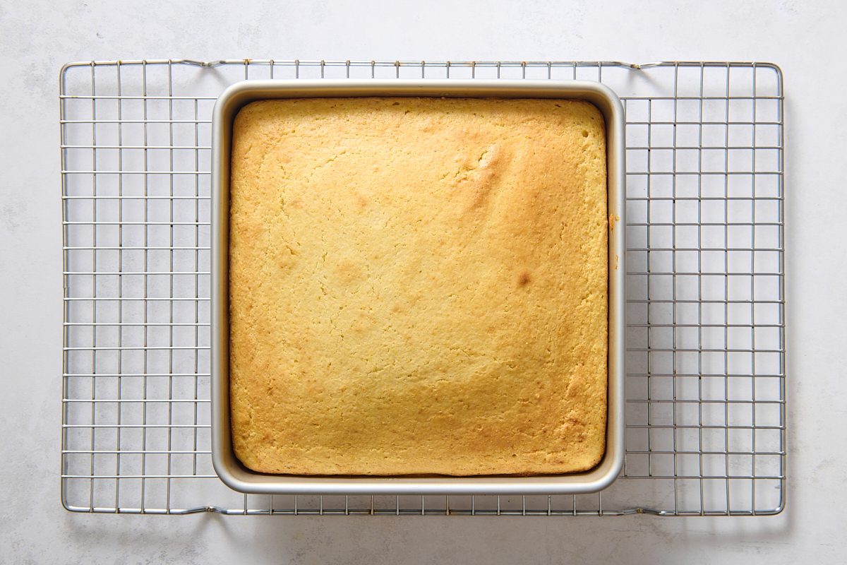 Sweet cornbread after being baked in the oven