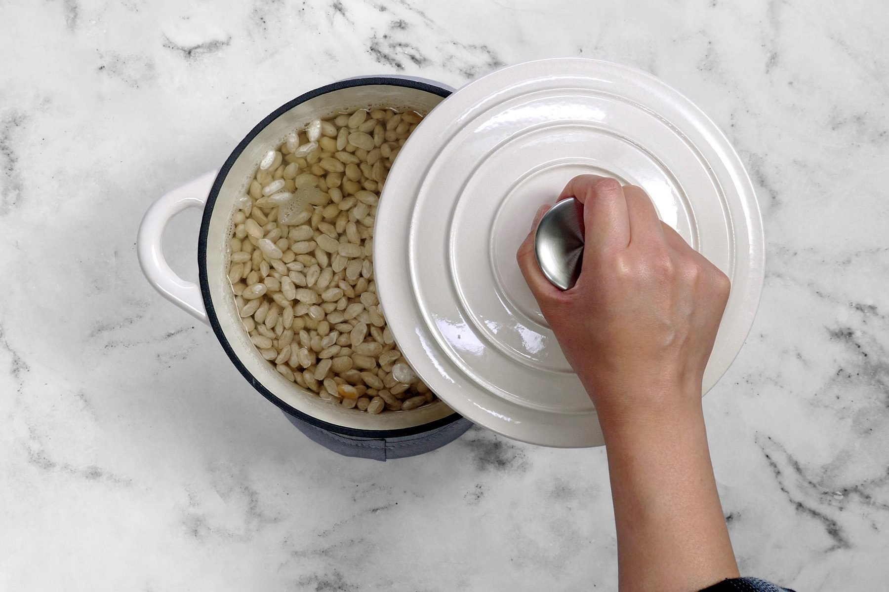 Cover the dutch over to let the beans soak and become soft