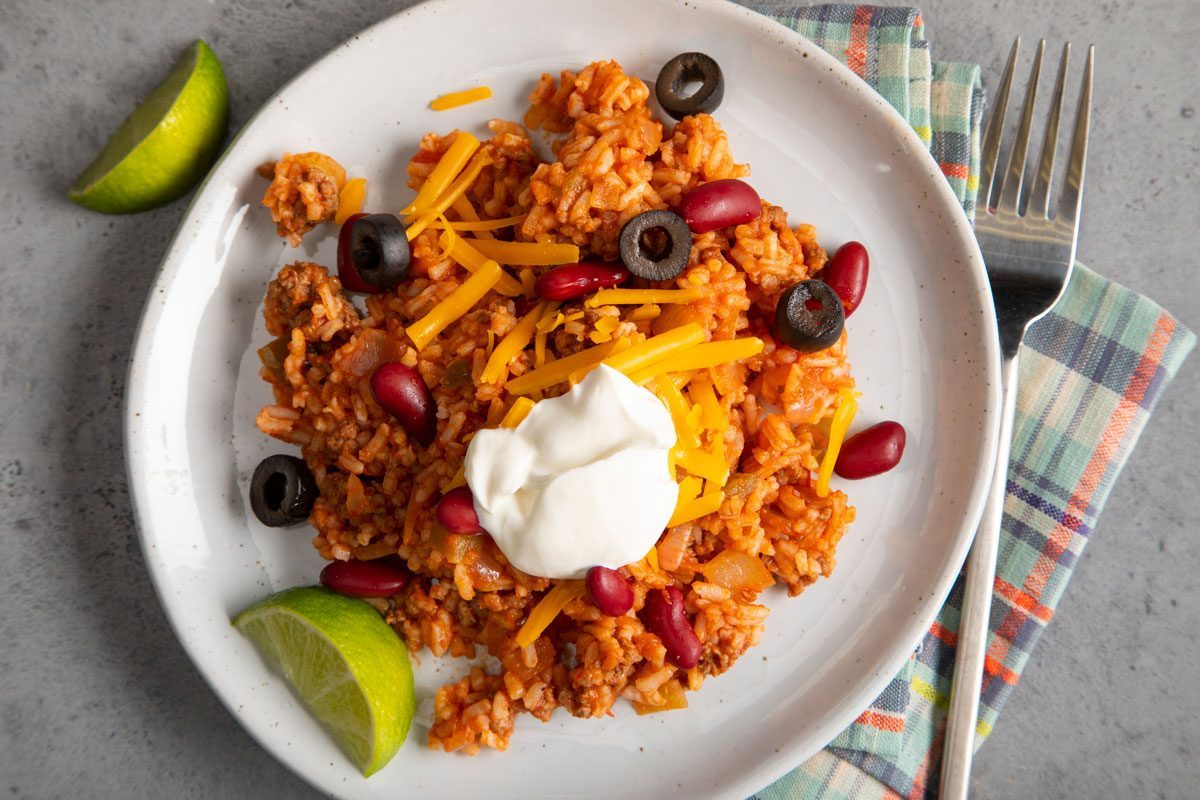Taco Rice on a plate