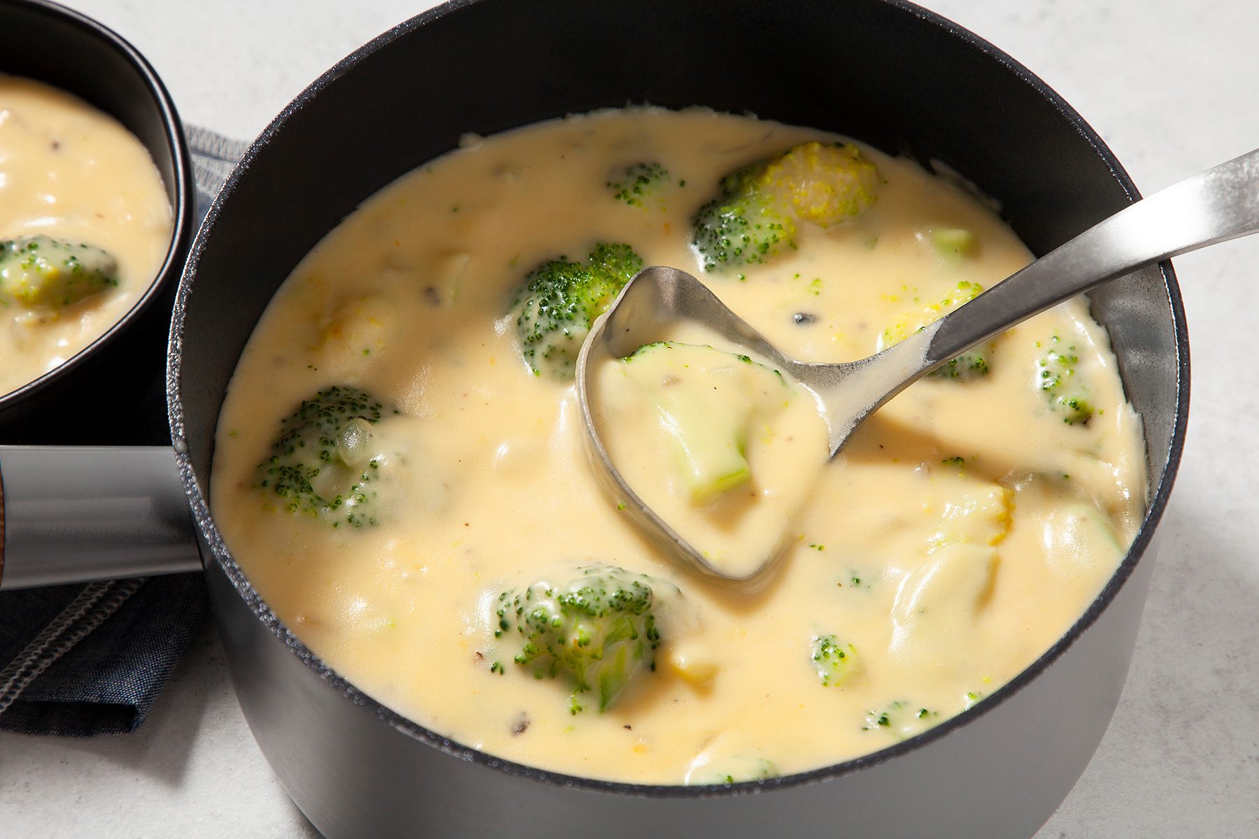 3/4th shot of broccoli cheddar soup