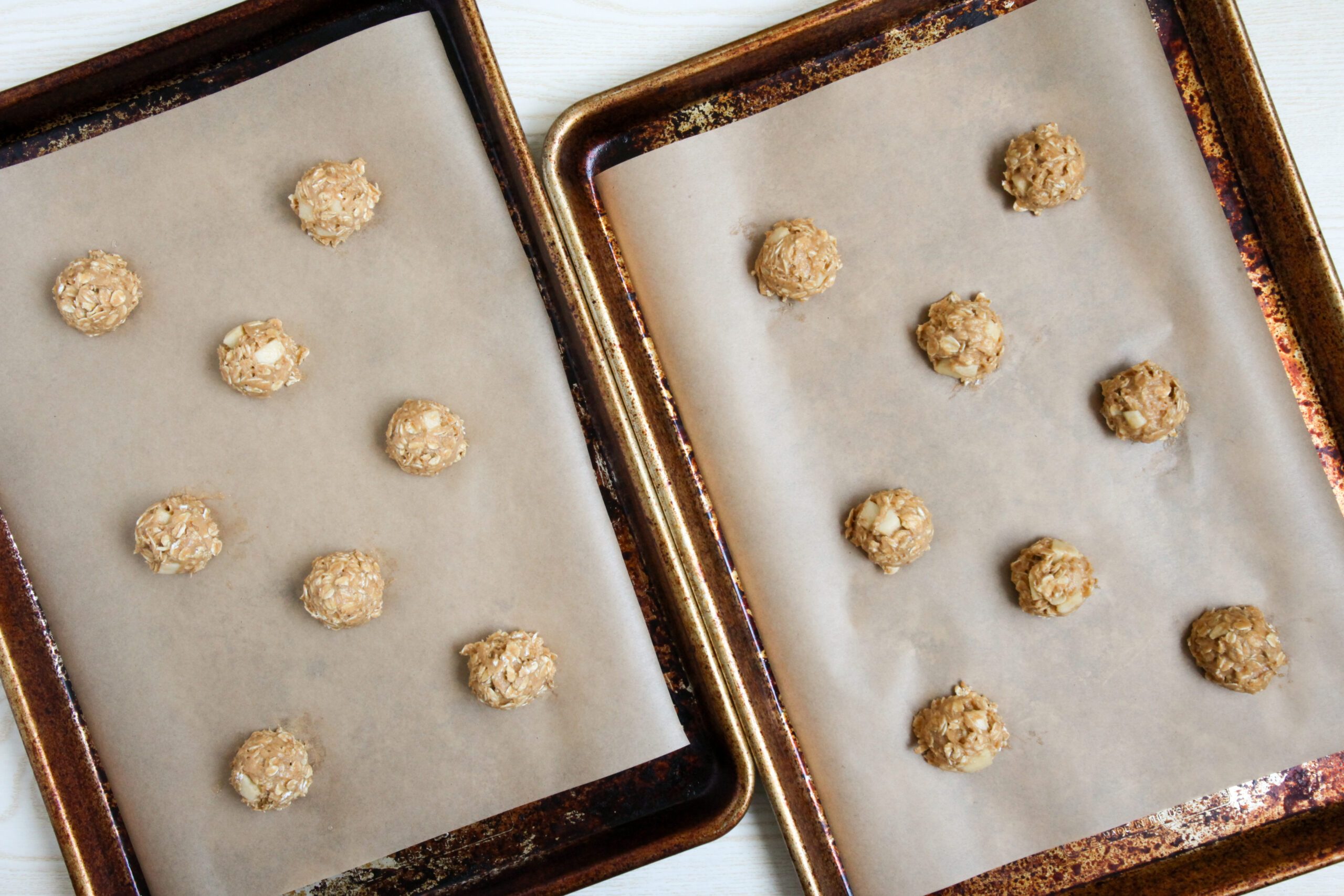 Caramel apple oatmeal cookie dough portioned out