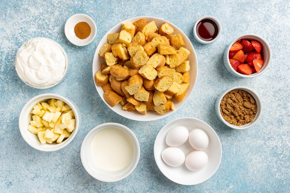 Taste of Home Donut Bread Pudding recipe photo fo the ingredients.