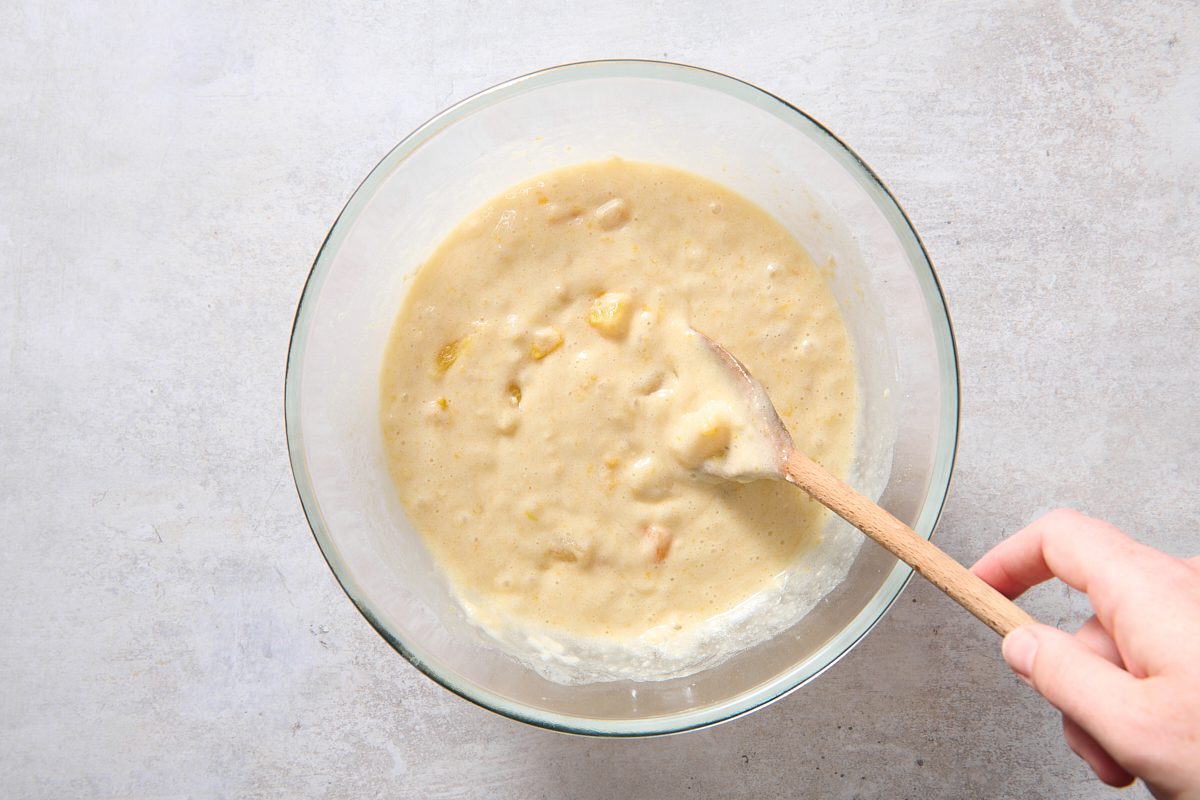 Combining the cake ingredients