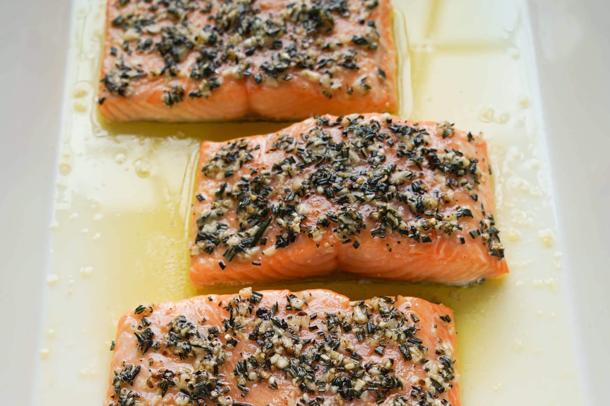 Roasted salmon with herbs and garlic