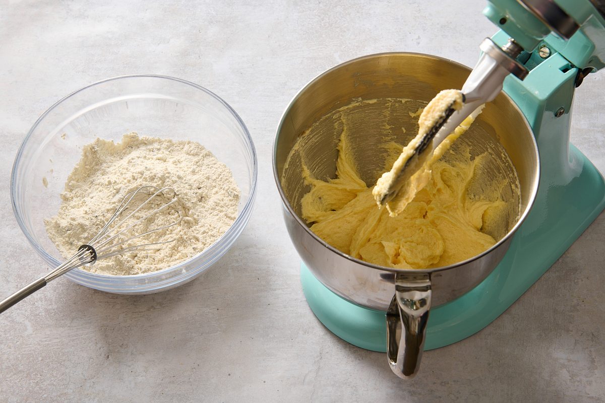 Making the dough for lavender cookies