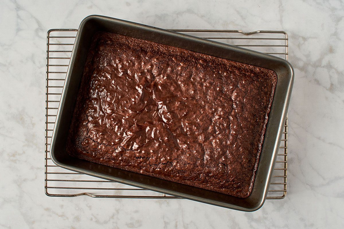 Cool brownies on wire rack