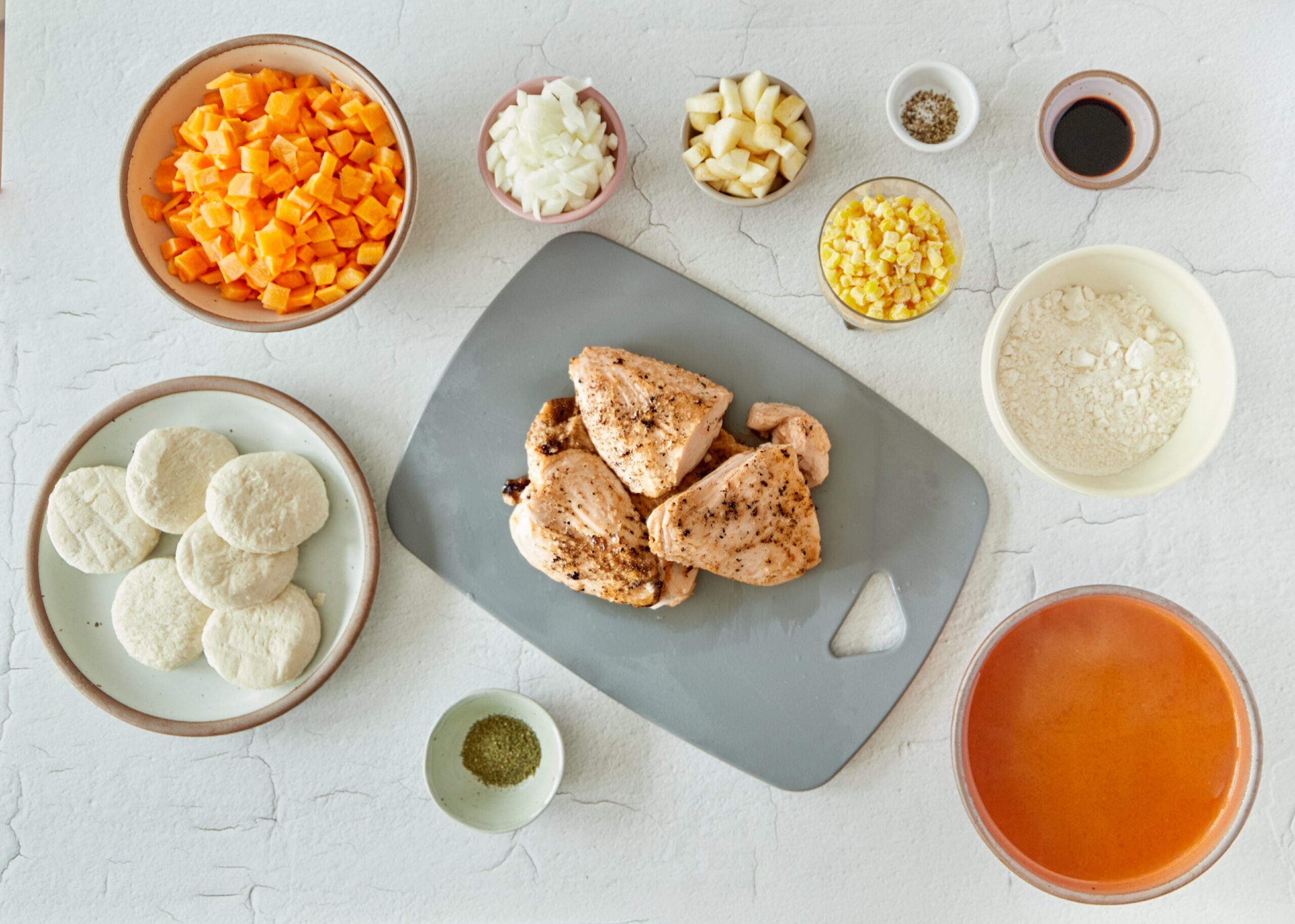 Ingredients for chicken and biscuits