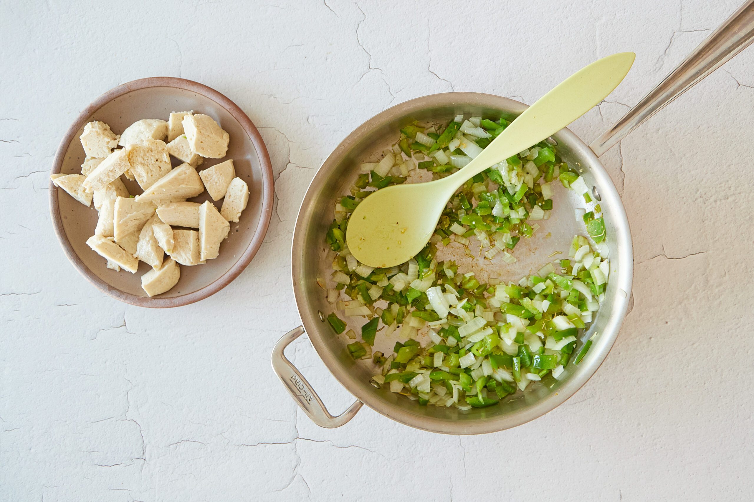 Cook the chicken and vegetables for easy chicken and dumplings.