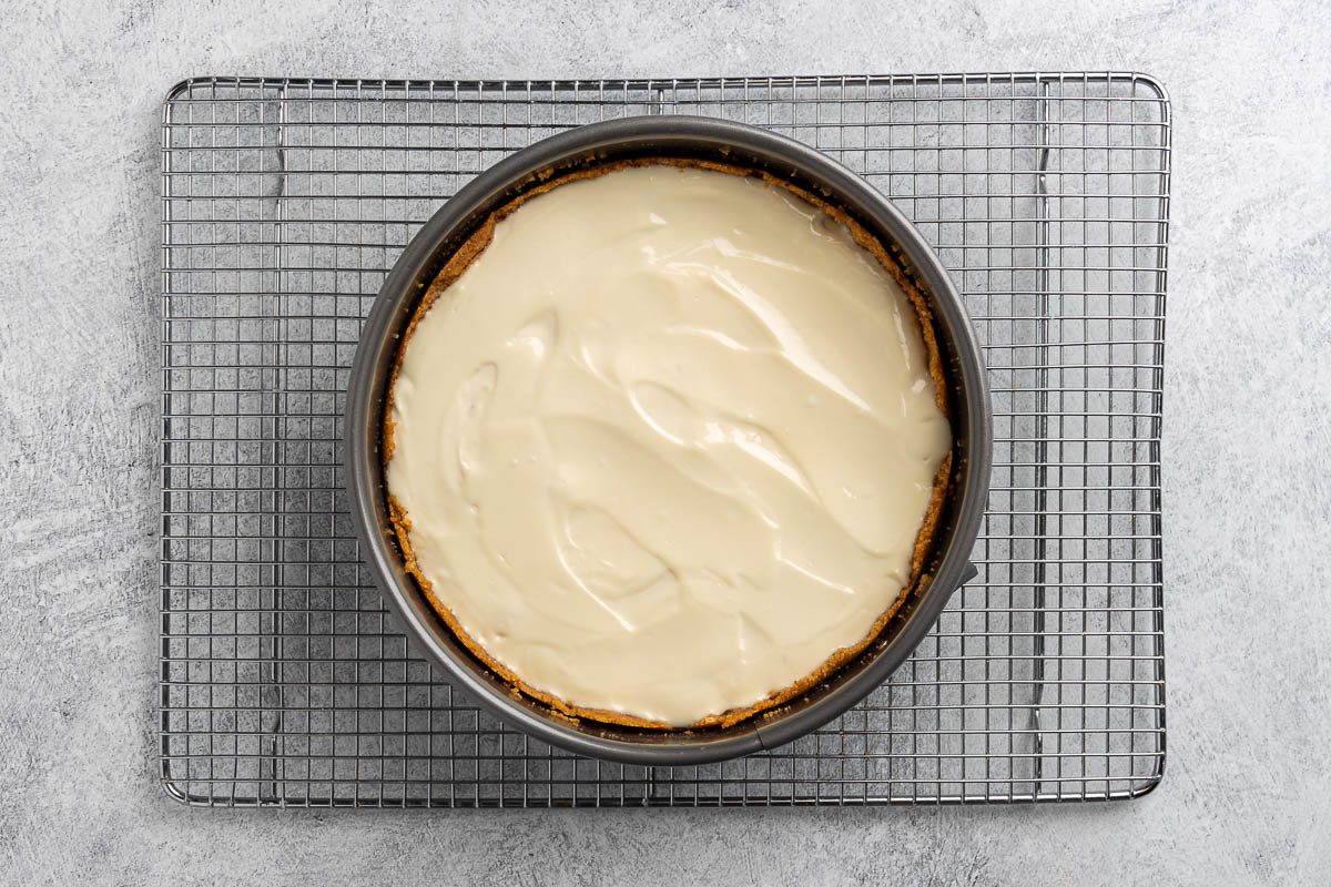 Taste of Home Ricotta Cheesecake recipe photo of the cheesecake baked for a second time.