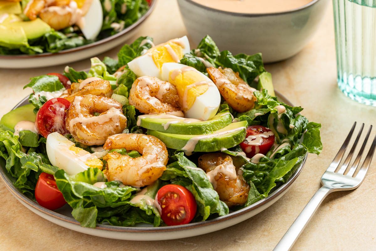 Taste of Home Shrimp Louie recipe photo of the final recipe served on plates.