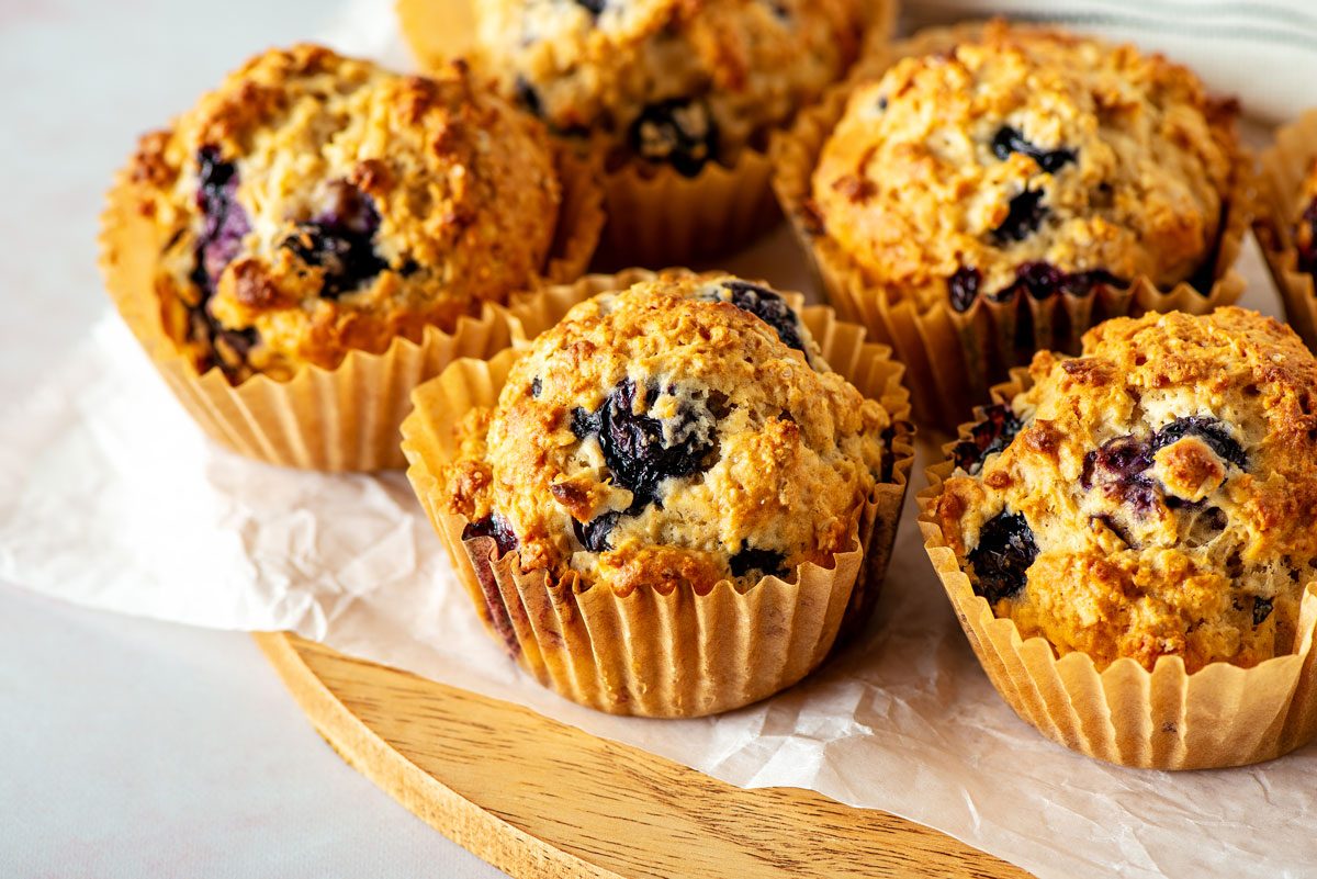 Soft Blueberry Oatmeal Muffins