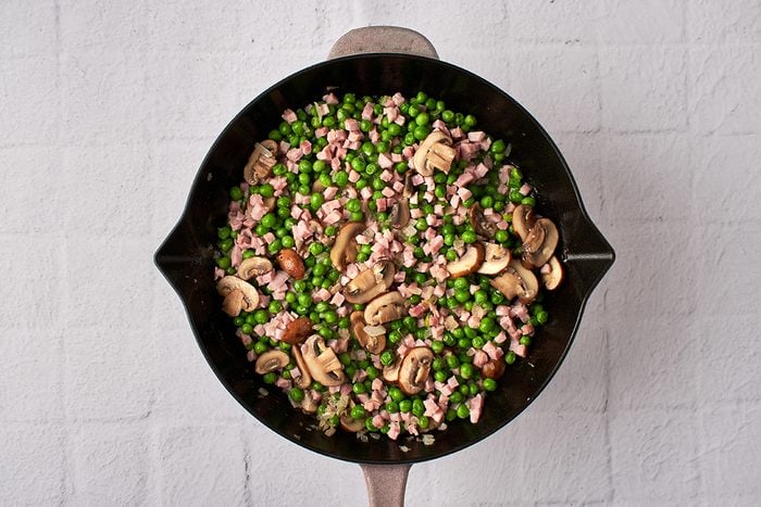 Saute veggies and ham