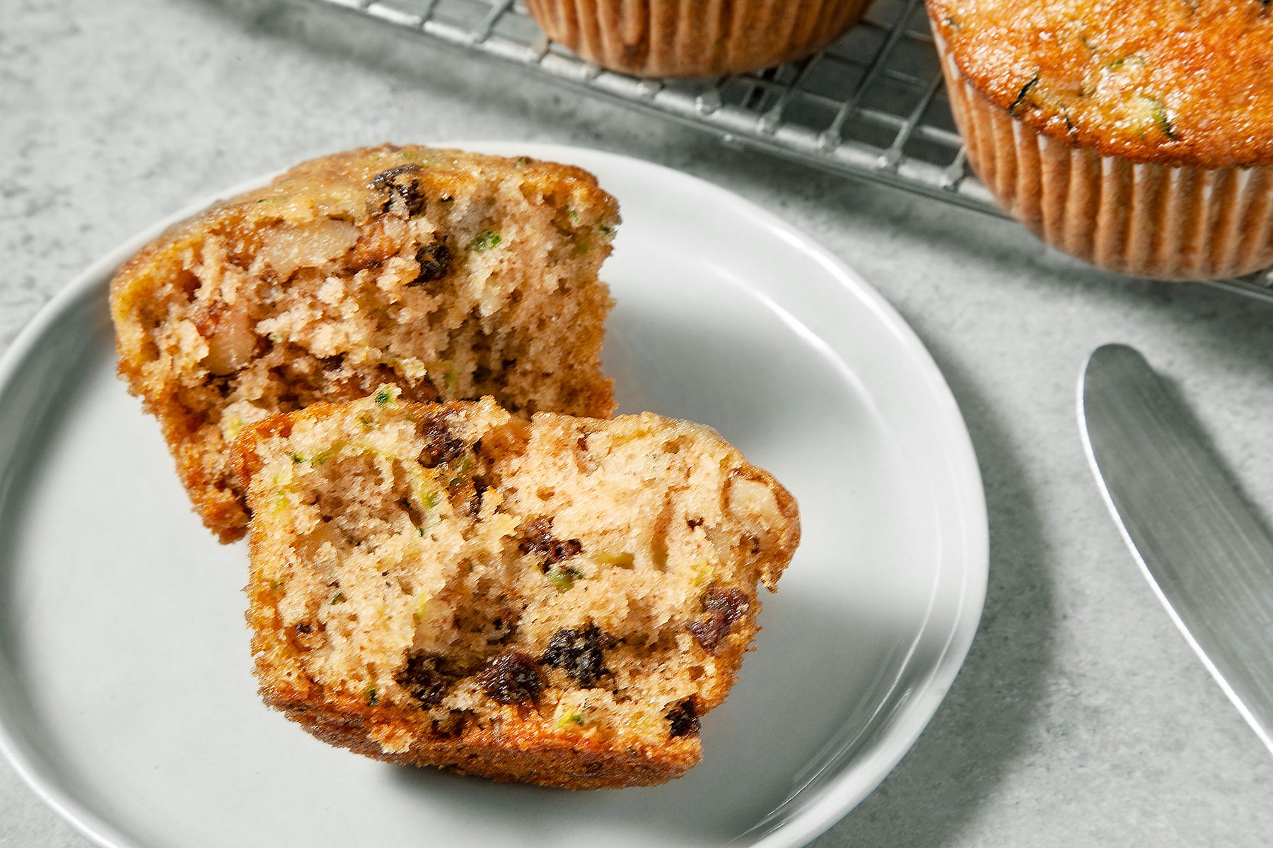 close shot of zucchini muffins