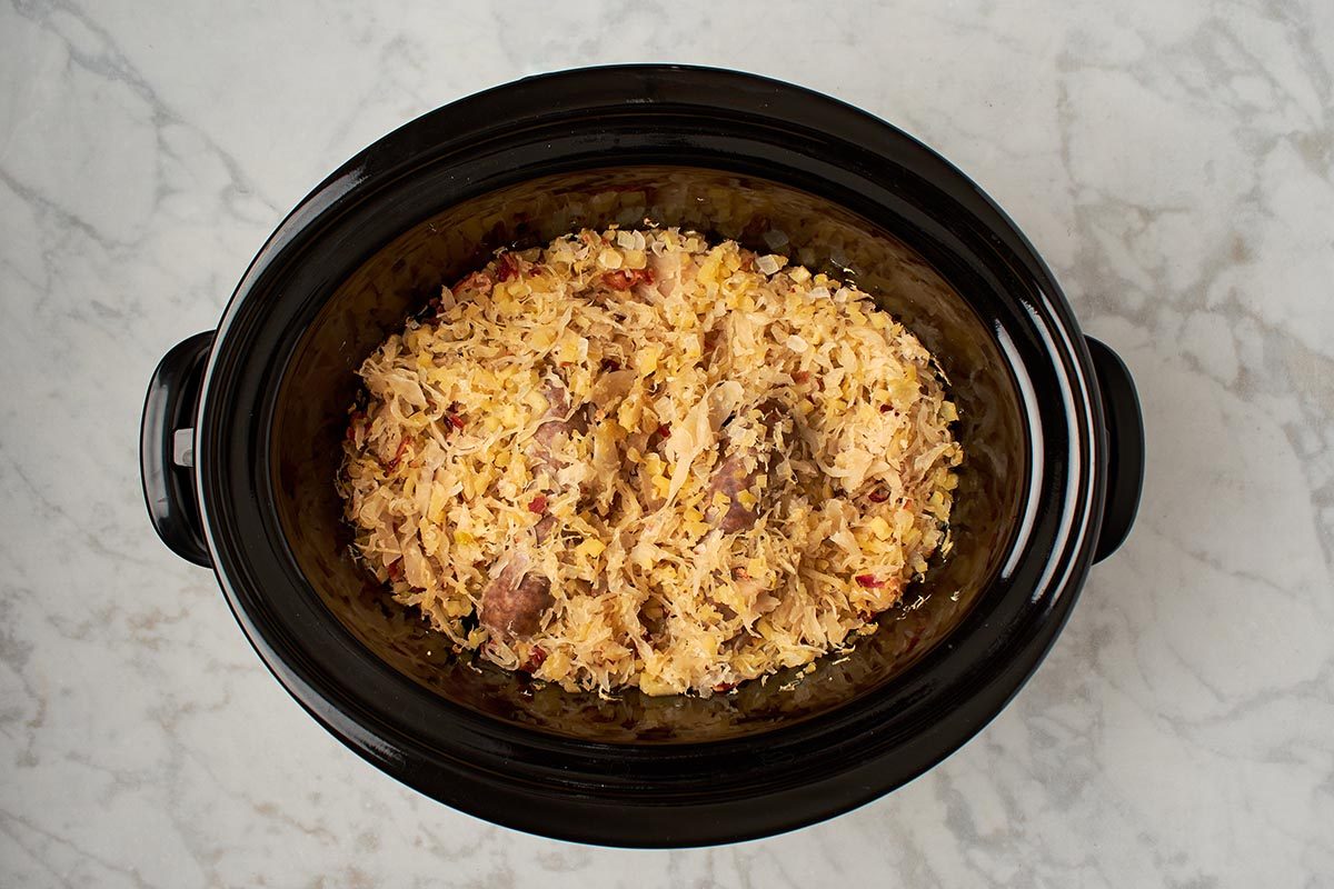 Cook brats and sauerkraut