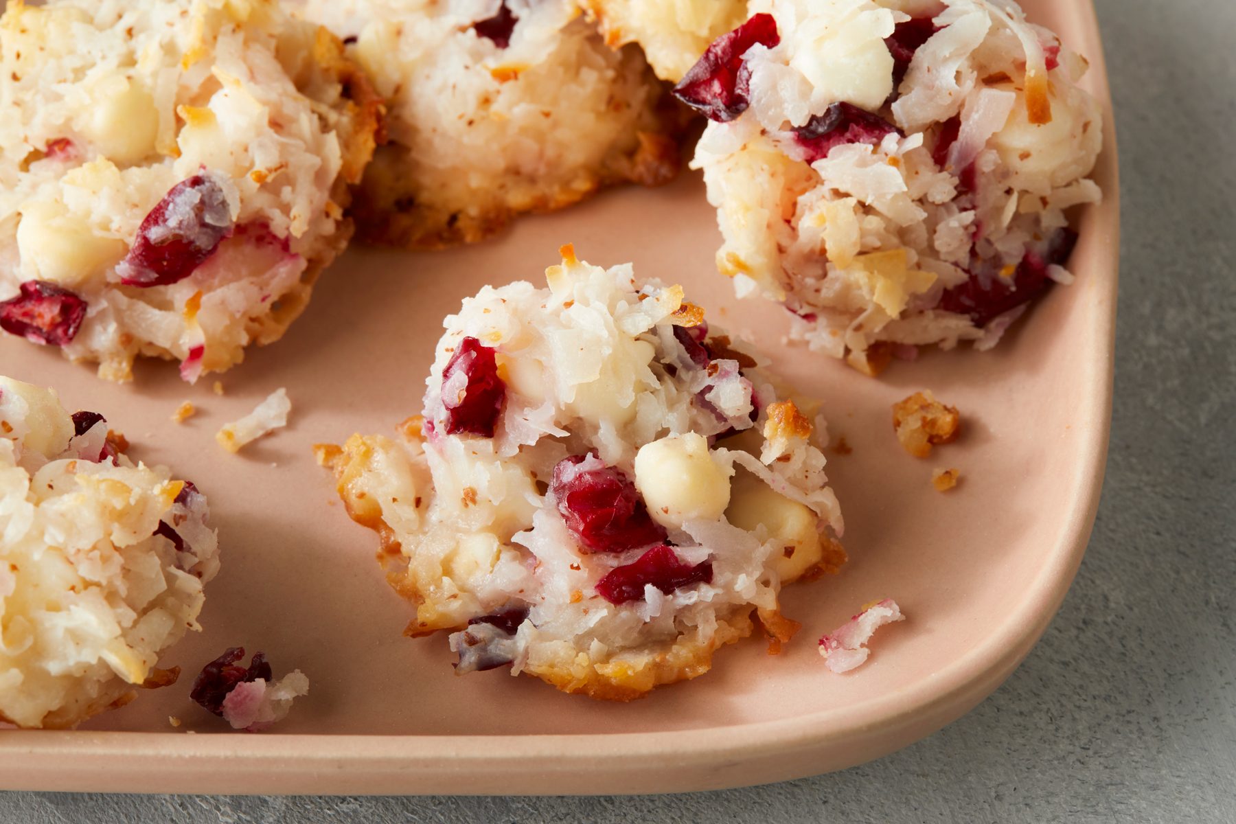 Coconut Cranberry Cookies close up shot