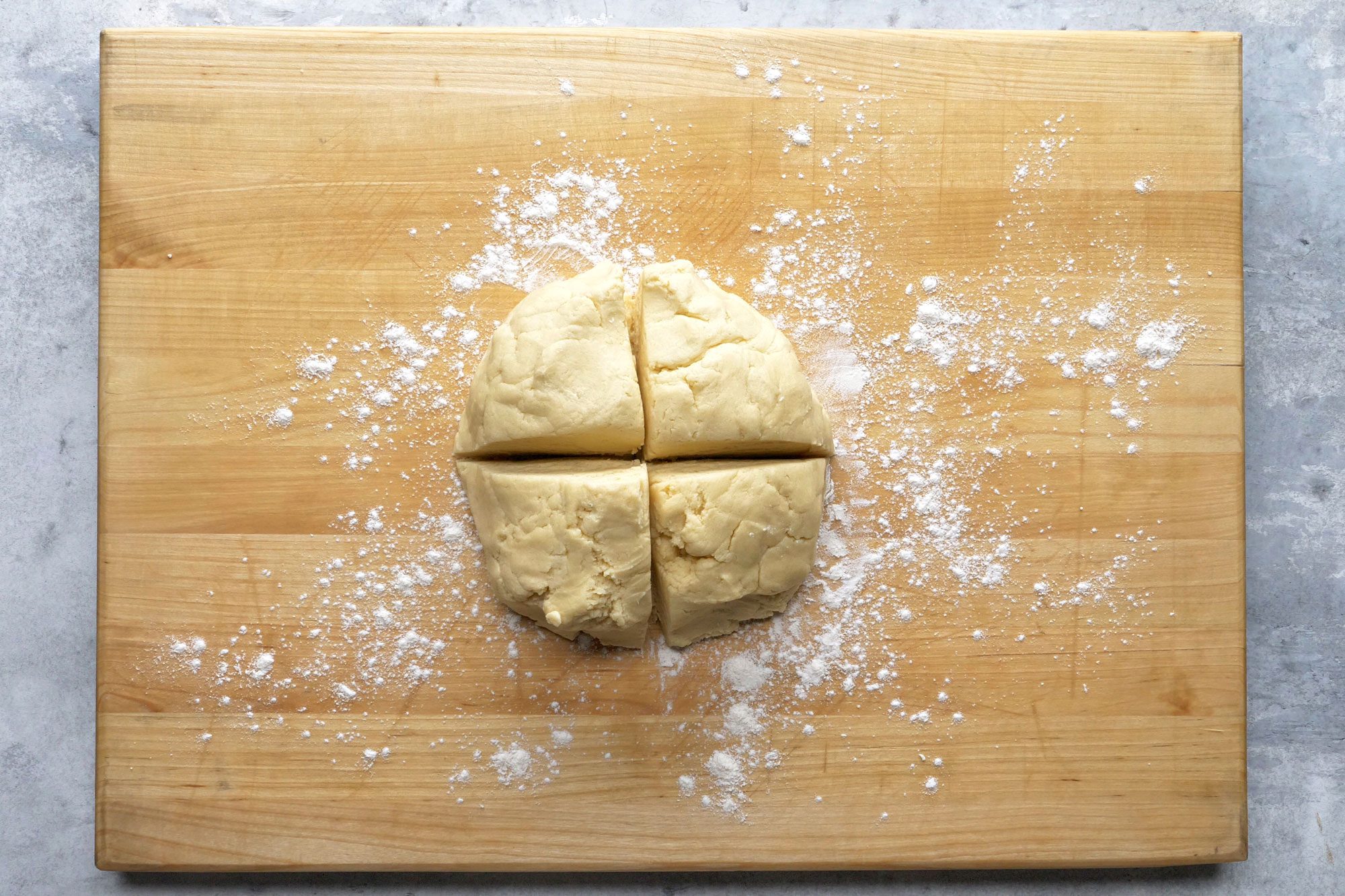 Divide dough into 4 portions