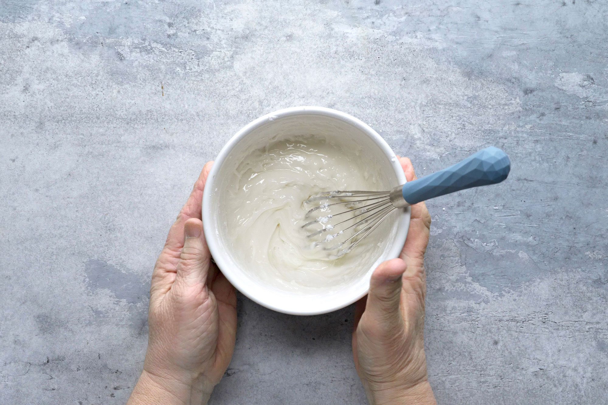 Overhead shot of prepared glaze in a small bowl