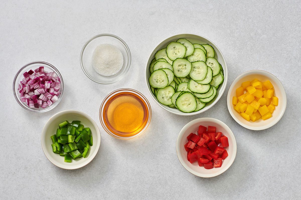 Ingredients for Cucumber Salad with Peppers