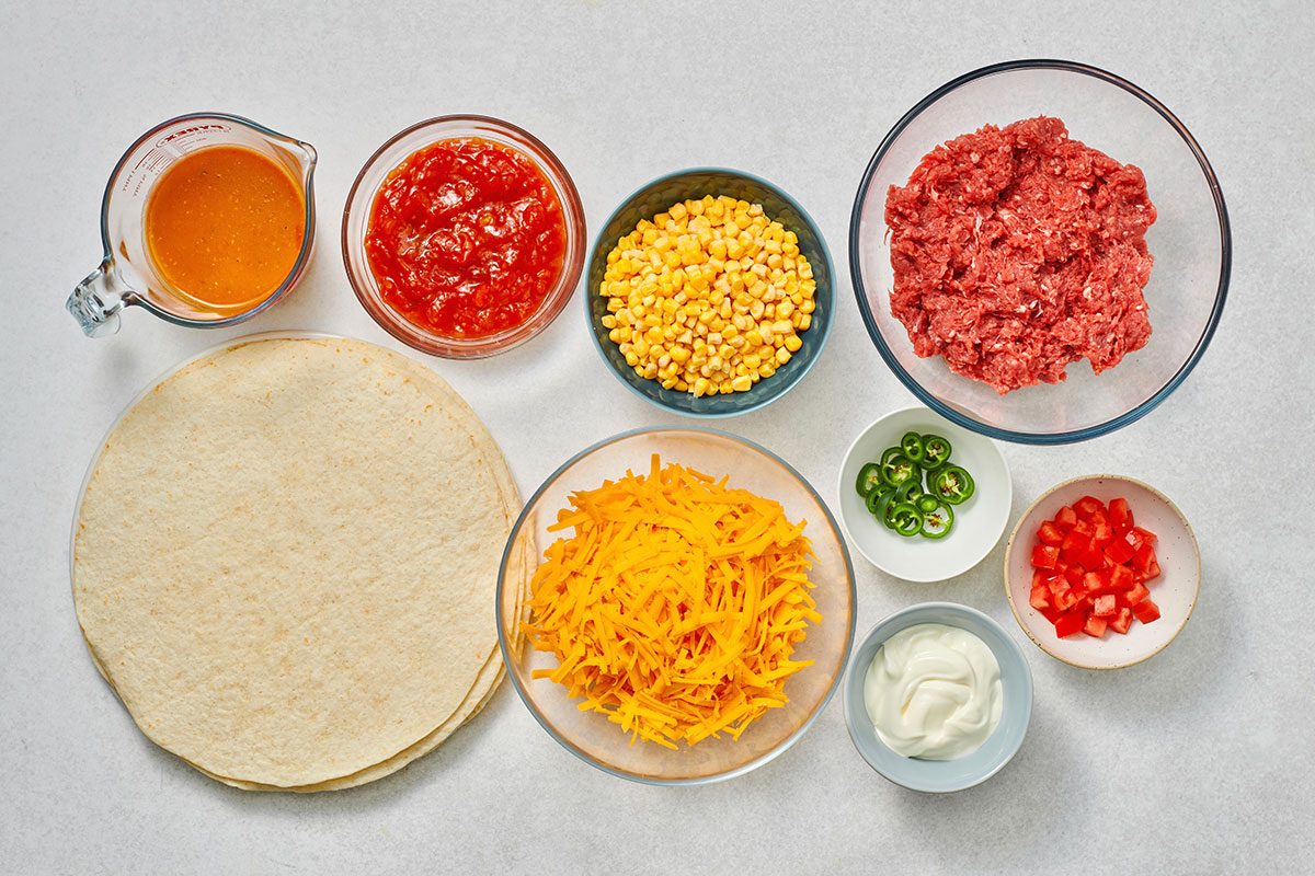 Ingredients for Beef Enchilada Casserole 