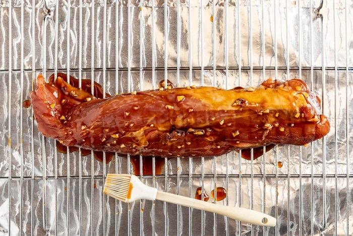 Taste of Home Hoisin Pork Tenderloin photo of roasting the tenderloin.