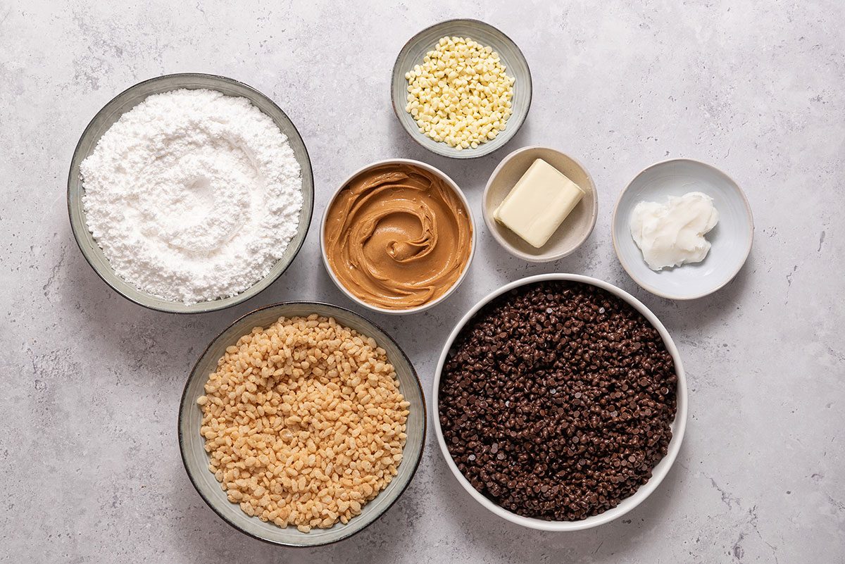 Ingredients for peanut butter rice crispy balls