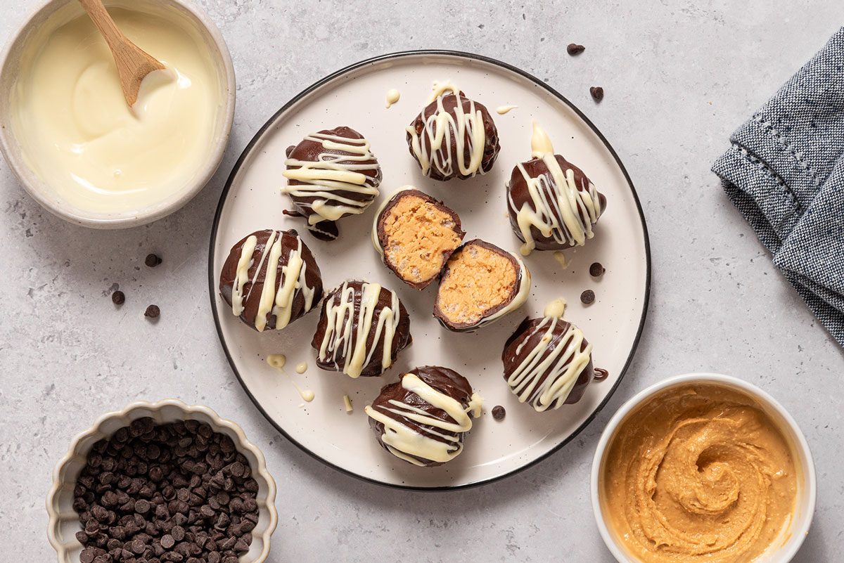 Plate with peanut butter rice crispy balls