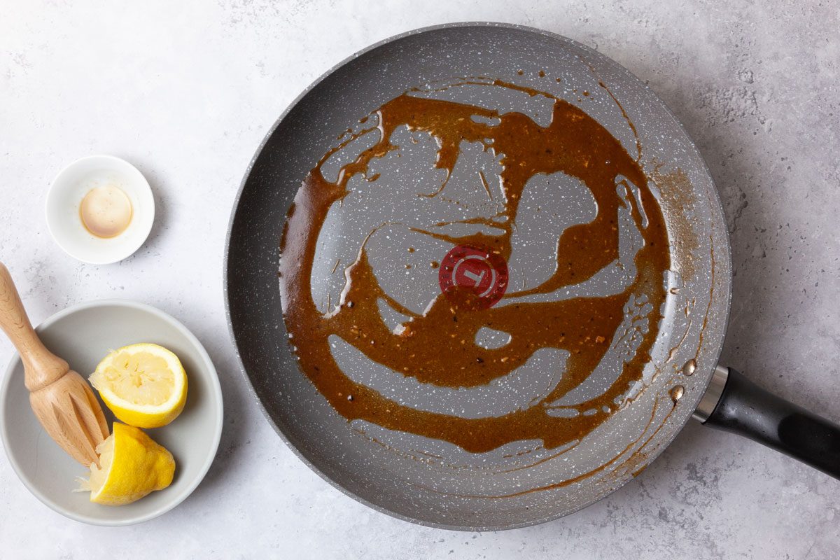 Step 3 of Taste of Home Pork Diane is to add the lemon juice, Worcestershire sauce and mustard to the pan drippings and heat the blend through. Stir occasionally. Pour this dressing over the pork and sprinkle the meat with parsley, if desired.